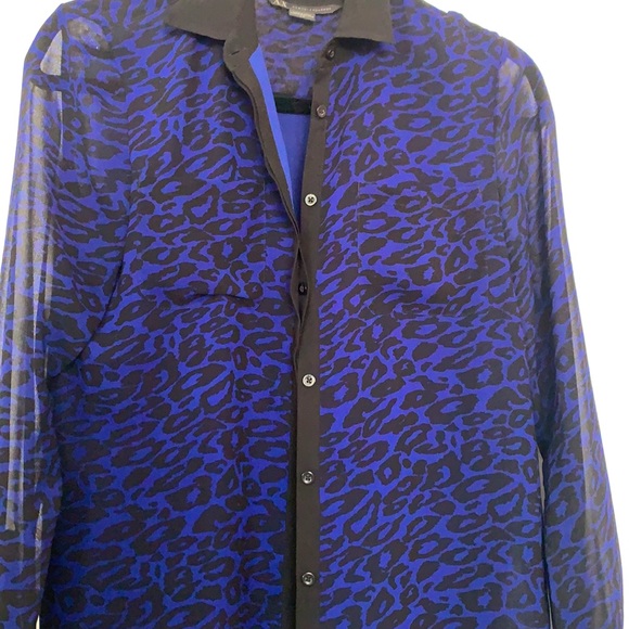Blue leopard Armani Exchange blouse size S - Picture 3 of 4